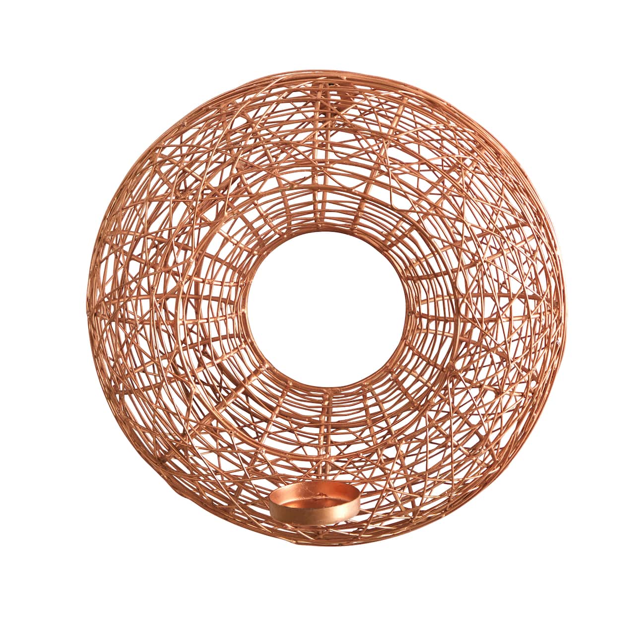 11" Wired Copper Circle Wall Sconce Candle Holder